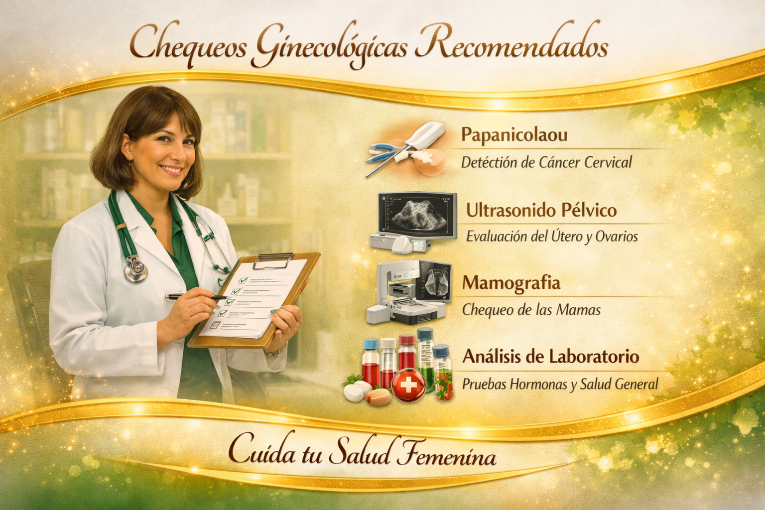 Prevención y bienestar para la mujer — exámenes, chequeos y cuidado reproductivo